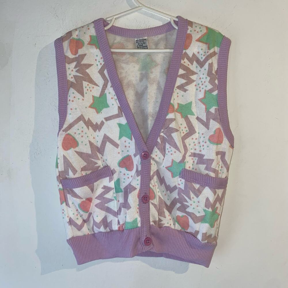 Vintage 90’s Children’s Multicolored Busy Vest Sweater SZ‎ 7-8